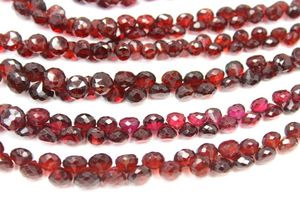 <b>Garnet</b> Faceted Onion Shape Beads Natural Gemstones Beads 10'' Inch - Product Image 3