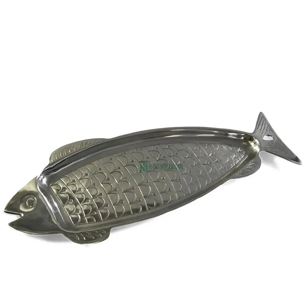 Fish Shape Serving Platters - Metal - Aluminum - Polished - Silver - Manufacturer - Fish Sculpture - Bulk - Serving Dish Plates