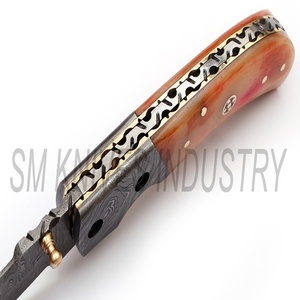 Navaja plegable de Damasco hecha a mano con funda de cuero (smk1231) - Product Image 3