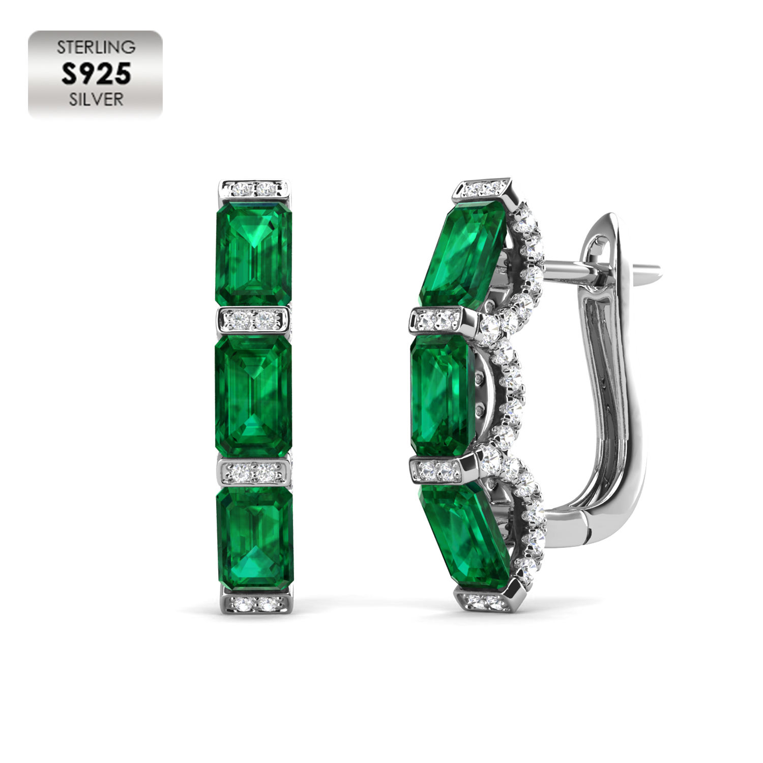 Pendientes de alta calidad chapados en oro de plata 18K 925