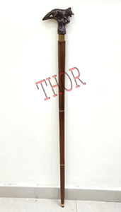 HAND MADE <b>WALKING</b> <b>STICK</b> CANE <b>HANDLE</b> COUNTRY BRONZE WOMAN GIFT BROWN WOODEN - Product Image 3