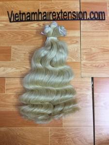 Extensions de cheveux humains vierges Remy bouclés blonds, haute qualité, sans produits chimiques, doux et brillants, tissage de cheveux d'origine Vietnamienne, 100g - Product Image 5