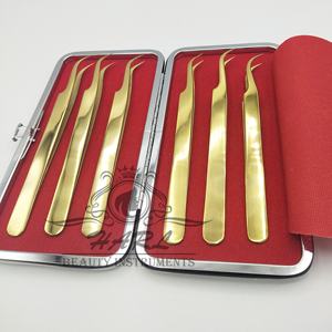 Pinces à cils finition or, pointes en fibre, pinces à cils pour extensions, pinces à cils marque privée, ensemble de pinces à cils, fournitures pour cils - Product Image 3