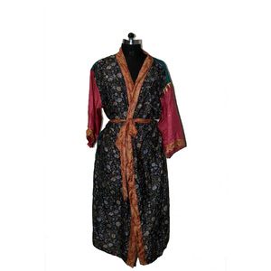 Batas Kantha de seda recicladas para mujer, Kimonos de novia hasta la rodilla, caftán para boda, vestido de novia elegante para dama de honor - Product Image 1