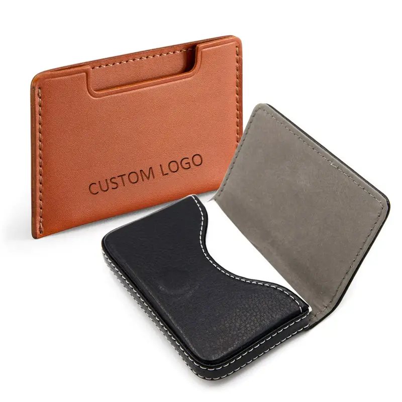 men pocket case custom made logo leather business name card holder