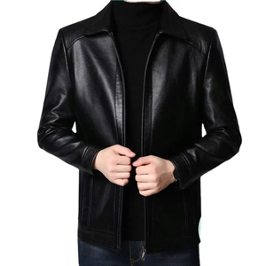Blouson de moto hommes, en cuir véritable, Slim Fit, couleur et Design personnalisés, vente en gros, - Product Image 3
