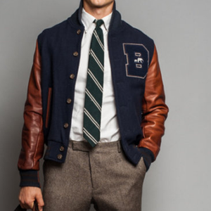 Veste universitaire personnalisée classique Slim Fit pour hommes col montant en polyester tricoté motif solide fourrure de mouton peau de vache Service OEM - Product Image 1