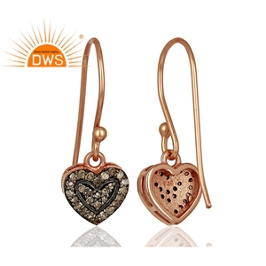 Fabrication de boucles d'oreilles en forme de cœur, couleur or Rose, plaqué argent, bijou en forme de diamant - Product Image 3