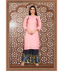 Robe de soirée moderne Look de créateur Nouvelle Collection Couleur verte Travail lourd brodé Femmes indiennes Prêt à porter Kurti avec Palazzo Alphanumero - Product Image 6