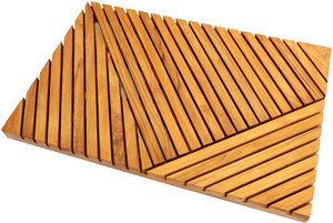 Industrial Design Solid Teak Wood Anti-Slip Shower Bath <b>Mat</b> for Hotel Indoor Use - Product Image 4