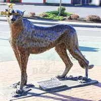 Bronze arte fundação de casa ao ar livre, artesanato de metal em bronze tamanho vida bronze cheetah estátua
