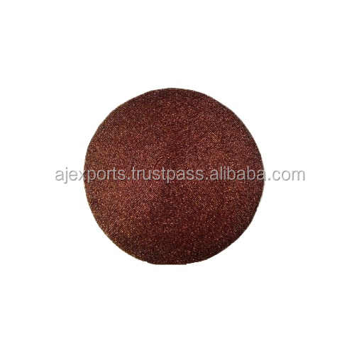 Hot Selling Premium Black Table Mats Pads White Trim Embroidered Place Mats Glass Beaded Embroidery Top Selling Pads Pads