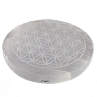 Plaque de charge en sélénite de bonne qualité avec symbole gravé Plaque de charge en sélénite gravée Chakra Selenite Coaster au meilleur prix
