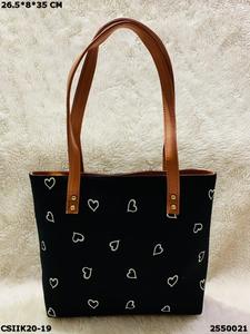 Sac fourre-tout en toile géométrique coloré avec poignées en cuir, grande capacité, sac à bandoulière décontracté pour femmes, usage quotidien - Product Image 3