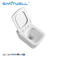 Salle de bains chinoise de grande qualité Nouveau design WC sans rebord Cuvette de toilette suspendue au mur avec réservoir d'eau dissimulé