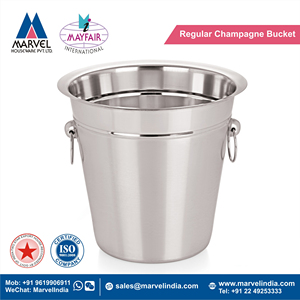Stainless Steel Champagne Bucket with Knob Handles Minimalist Bar <b>Accessory</b> Reusable Metal <b>Drinkware</b>, easy to clear - Product Image 2