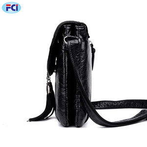 Designer à la mode Vintage Style en cuir souple bandoulière sac de messager doublure en coton fermeture éclair voyage sac à main épaule - Product Image 4