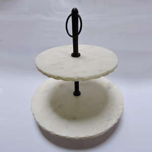 High Quality Custom Size 2 <b>Tier</b> Marble <b>Cake</b> Stand Natural Round Wedding Party <b>Cake</b> Display Tool - Product Image 2