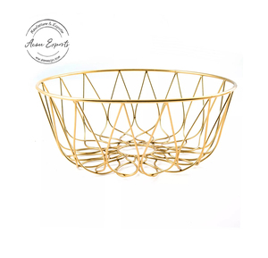 Lujosa cesta de alambre dorado con elegante diseño de malla Almacenamiento decorativo resistente - Product Image 3