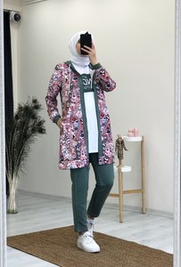 Conjunto de 3 piezas con capucha para mujer, ropa islámica, Abaya, caftán árabe, musulmán, moda islámica, calidad turca, nueva temporada - Product Image 2