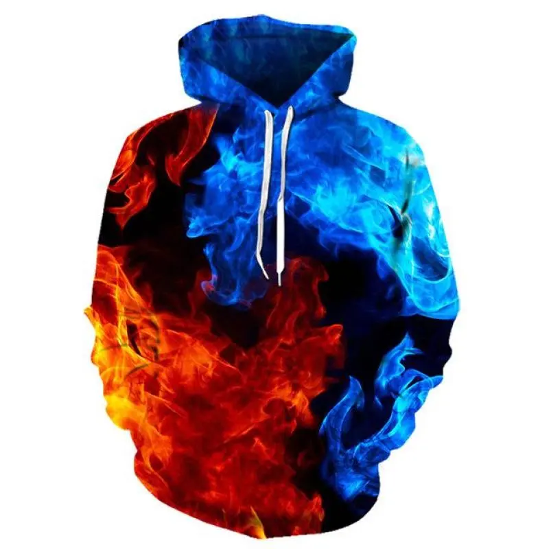 2021 New Colorful Flame Hoodie 3D Sweatshirt Men/Women Hooded Autumn And Winter Coat mens Clothing funny Jacket black Hoodies