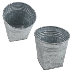 Maceta de Metal de hierro para decoración de plantas, diseño de flores galvanizadas, color gris - Product Image 3