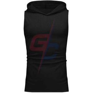 Camisetas sin mangas con capucha de entrenamiento de verano Unisex de alta calidad al por mayor sudaderas con capucha de gran tamaño culturismo corte muscular para gimnasio - Product Image 2