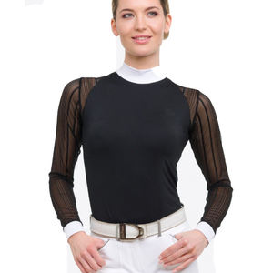 Chemises équestres pour femmes mélangeant le style de façon transparente avec des hauts à manches longues offrant des couches de base et des hauts de spectacle à séchage rapide - Product Image 3