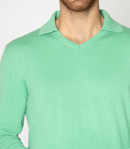Maglione invernale lavorato a mano 100% con scollo a V a manica lunga verde lavorato a maglia da uomo italiano ODM Supply - Product Image 5