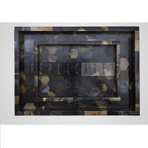 Ensemble de plateaux de service décoratifs en corne naturelle, pièce maîtresse pour le service, les arrangements floraux et la décoration intérieure élégante - Product Image 1