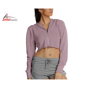 Tops cortos ajustados de manga corta para mujer, ropa con capucha, 100 algodón, cómoda, de manga corta, transpirable, con barriga cruzada, para Yoga y correr - Product Image 1