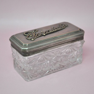 Decorative Vintage trinket <b>box</b> in cut <b>glass</b> & metal ware - Product Image 1