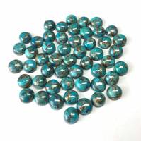 Vivaaz Gems Cabochon Turquoise bleu Arizona 8 mm, couleur naturelle, qualité AAA+, 100% calibré, traité thermiquement, pour la fabrication de bijoux, argent troisième qualité