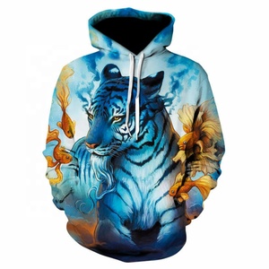 Sudadera con Capucha para Hombre, Invierno, Forro Polar Grueso, Manga Larga, Diseño 3D, Impresión por Transferencia de Calor, Ecológica, 370g, Color Neón, Estampado Gráfico de Animales - Product Image 1