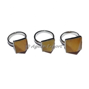 Golden Quartz Pyramid <b>Ring</b> Fengshui Mascot Healing Pyramid - Product Image 2