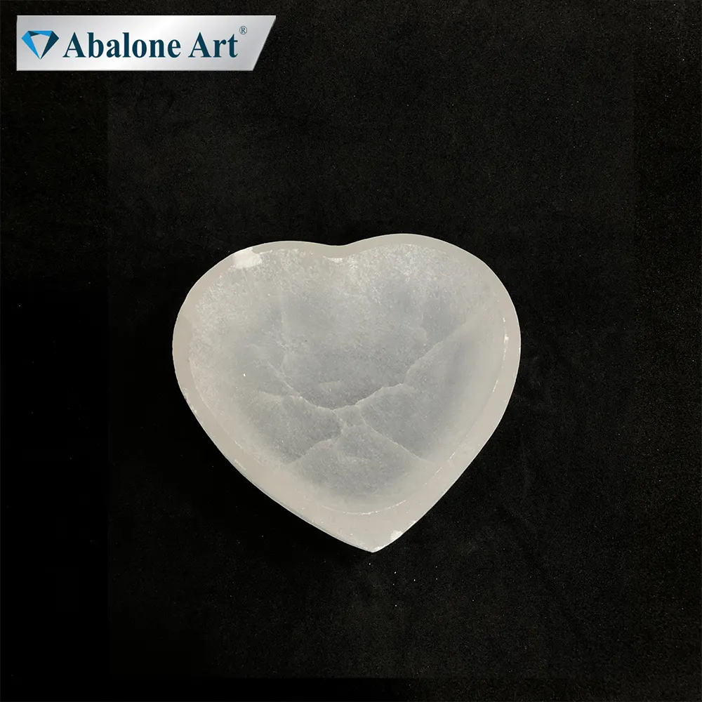 Abalone Art Schöner roher Selenit Natur kristall hand gefertigter herzförmiger <span class=keywords><strong>Stein</strong></span> für Valentinstag Geschenk im Budget
