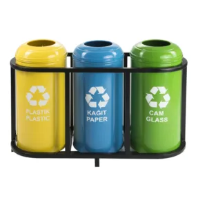 Garbage bin,color coded zero recycling waste bin set,Yellow,blue and green.Factory Price Best quality