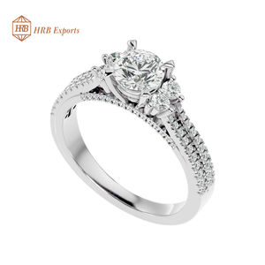Moissanite 6 puntas anillo de compromiso, anillo de oro de plata sólida para las Mujeres 18K blanco ronda brillante corte 1 Ct joyería de regalo personalizado - Product Image 1