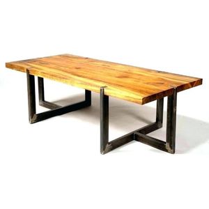 Industrial Vintage Eco-Friendly Indian <b>Dining</b> Room Furniture Iron Metal Solid Acacia Live Edge Wood <b>Dining</b> <b>Table</b> for Home Hotel - Product Image 1