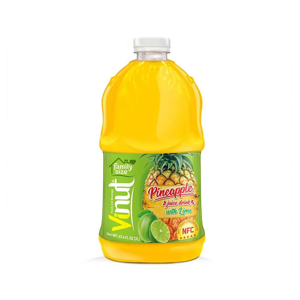 Disfrutar de un 100% de Jugo puro 67,6 floz botella de plástico botella de jugo de fruta de 18 meses de vida útil de jugo de piña Copa con Lima