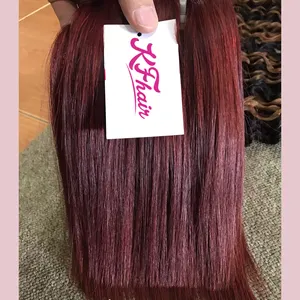 The most beautiful red wine colored weft remy hair 100% natural beauty hair very soft and clean