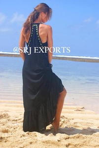 ล่าสุดบริการ OEM สายคล้องไหล่ปรับได้ดอกไม้ปักด้านล่าง Boho Frill Back น้อยเซ็กซี่ Beach Party ชุด Maxi - Product Image 5