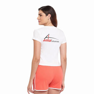 White Color Printed T-<b>Shirt</b> with <b>Peach</b> Color Short hot Selling Plus size Summer sets - Product Image 2