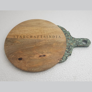 Tabla para cortar y servir queso de mango y resina con cinturón colgante de cuero, juego de cuchillos de cocina, tabla de cortar - Product Image 3