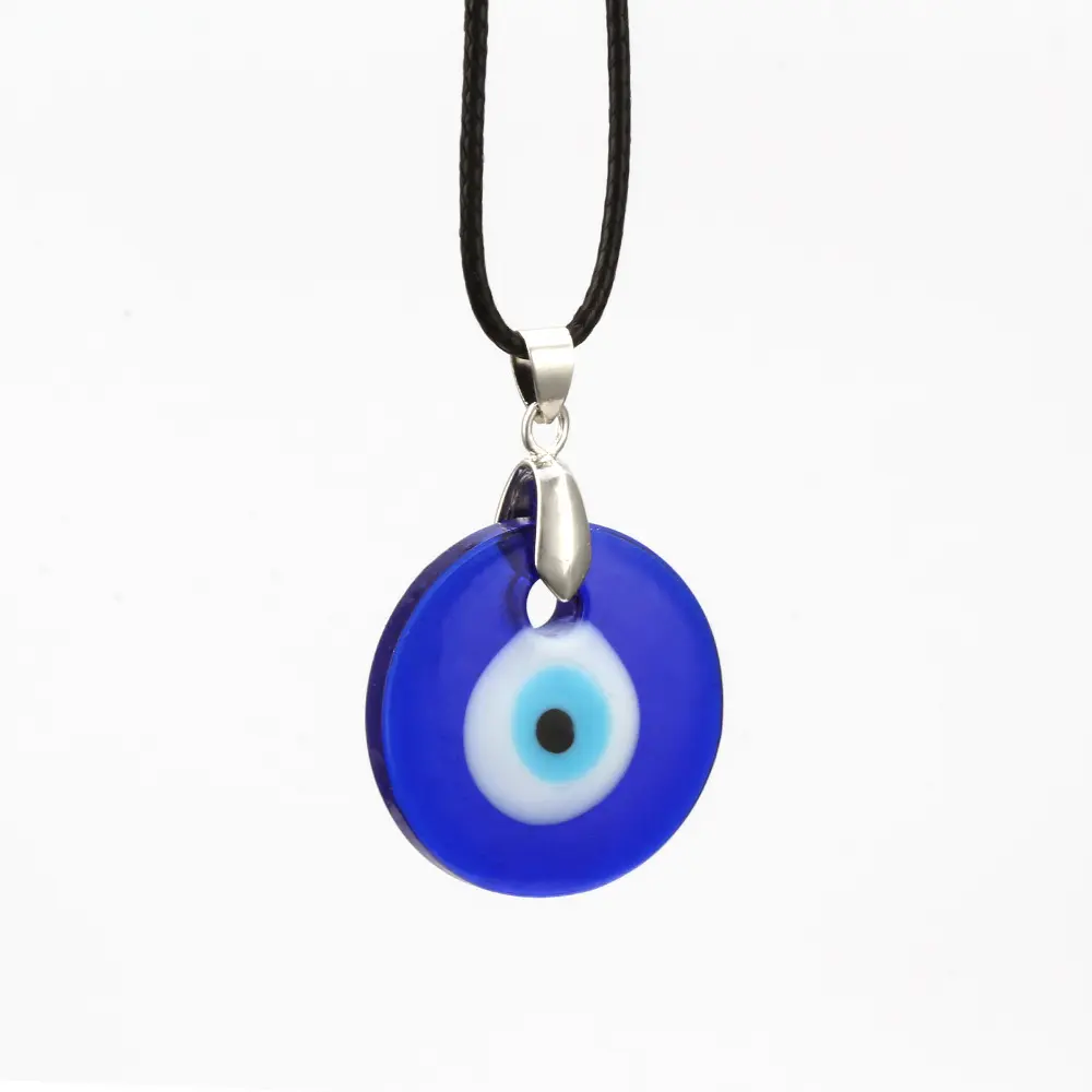 Fashion Blue Turkish Evil Eye Pendant Necklace Glass Leather Rope Chain Turkey Protection Lucky Necklace for Men and Women