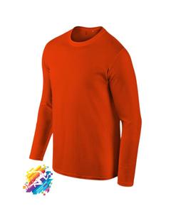 T-shirts en gros à prix avantageux, Nouveau style 2026 T-shirt orange col rond pour homme à manches longues - Product Image 4