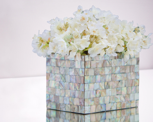 Mother Pearl Plateau de service Couleur blanche Mosaïque Design pour Table à manger Jardin Chambre Maison Hôtel Tradnary Floral Pot Fleurs - Product Image 2