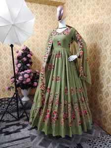 Joski — robe de soirée avec broderie à paillettes, miroir, travail à la main, robe en lin complet à manches longues, style Georgette - Product Image 6