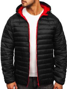 Blouson bombardier d'hiver XL pour hommes sur mesure imperméable à col montant tissu en toile écologique coupe ajustée 100% polyester - Product Image 3