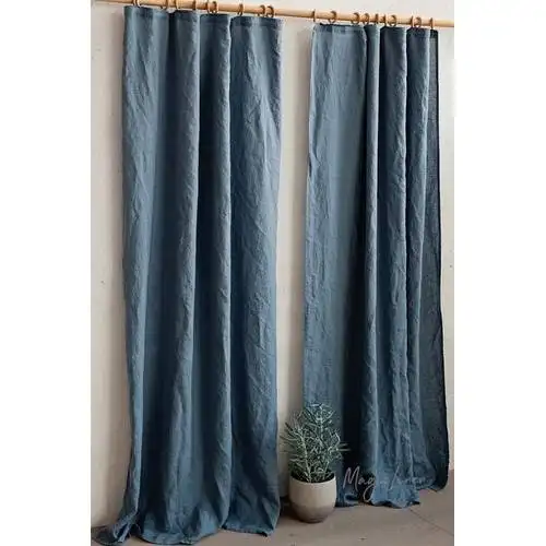 Blue Linen Woven Handmade Curtains Pure Linen Curtain For Living Room Decoration royal look Window Decoration Curtains